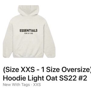 Fear of God ESSENTIALS Hoodie – Size XXSmall (Oversized Fit) – Light Oat –